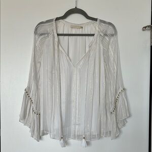 Ramy Brook Cream Ruffled Relaxed Blouse